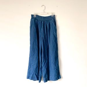 American Eagle High-Waisted Denim Smocked Culotte